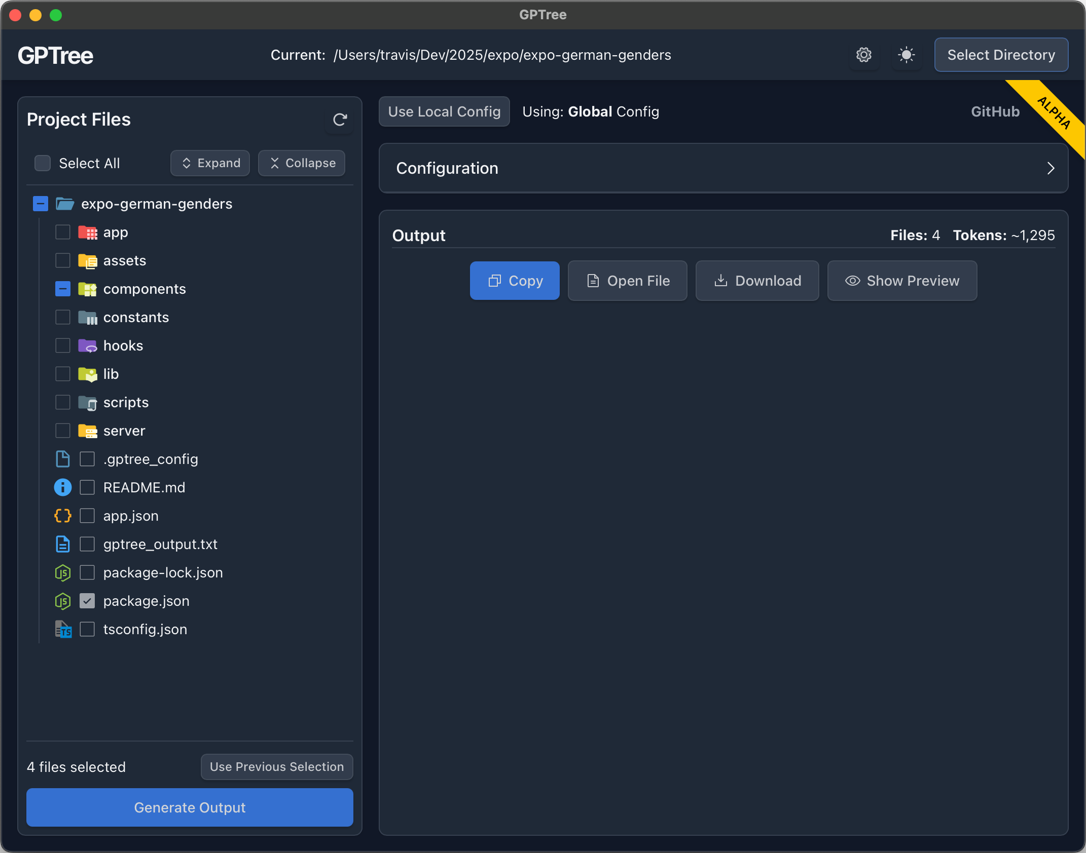 GPTree GUI Screenshot